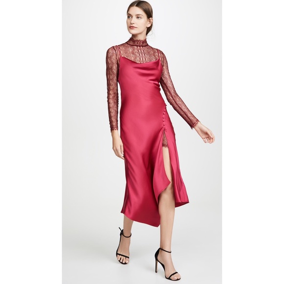 Jonathan Simkhai Dresses & Skirts - Jonathan Simkhai Lace Overlay Dress in Siren Red